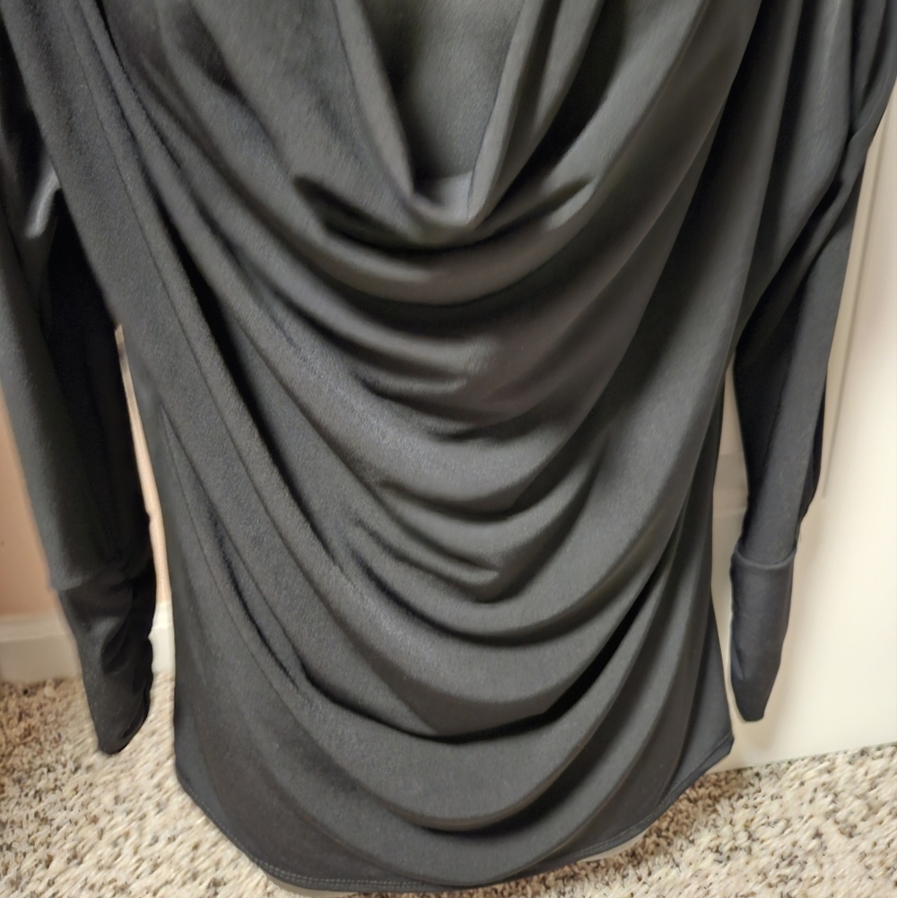 VENUSBlack Draped Asymmetrical Cowl Neck Top - Picture 3 of 13
